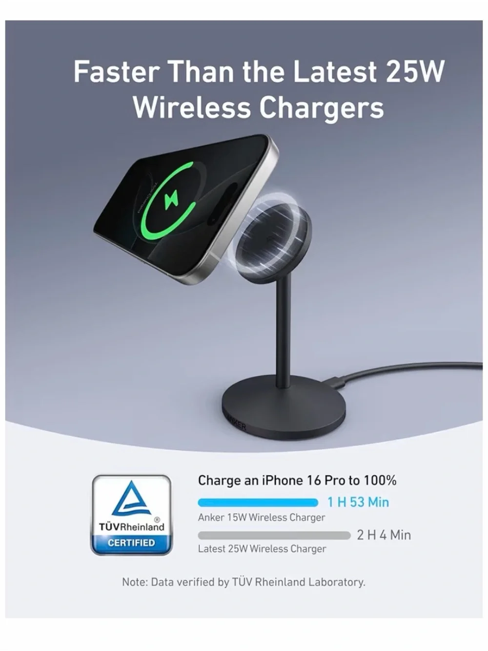NIB Anker 15W MagSafe-Compatible Charger Stand in Black and Silver for 2 devices